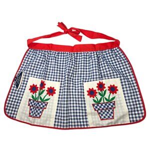 Deadstock NWT Vintage 70s Half Apron Gingham Floral Retro Kitsch Cottagecore Vtg